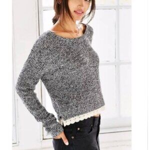 Kimchi Blue Urban Outfitters Lace Trim Grey Marled Sweater Size Medium